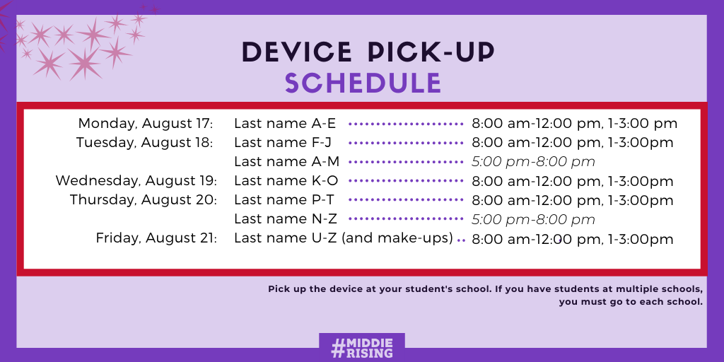 device pick up schedule